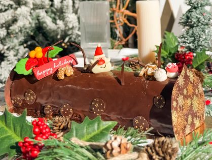 Walnut Dacquoise Yule Log